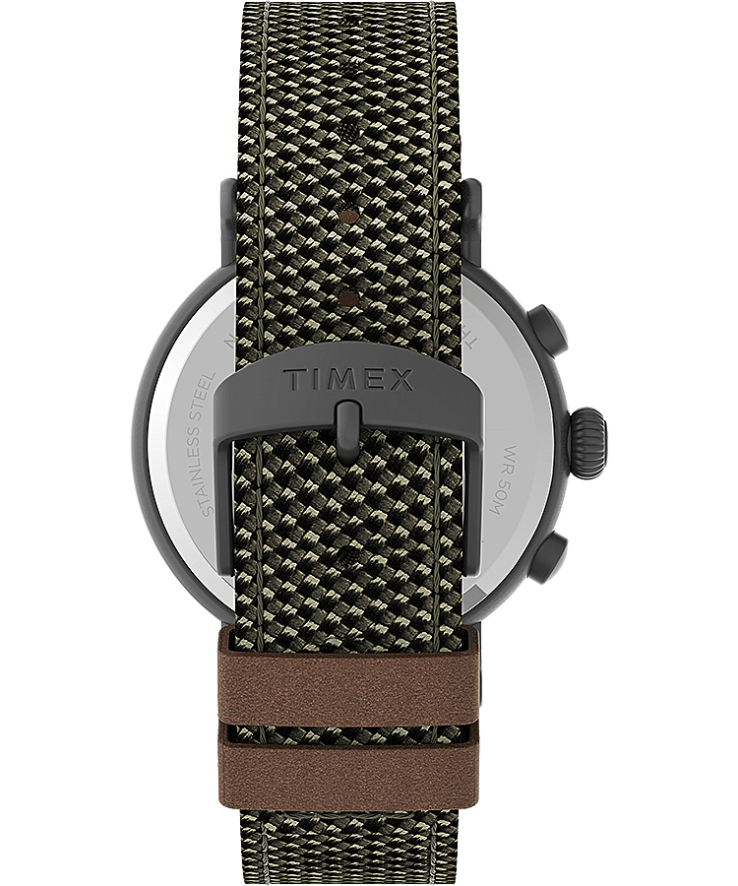 relógios | Timex homens cronógrafo padrão relógio com pulseira de tecido e couro de 41 mm XFN60X96 bronze/verde
