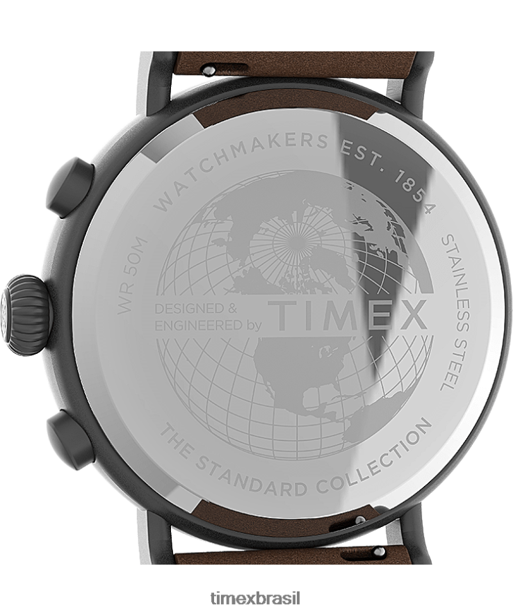 relógios | Timex homens cronógrafo padrão relógio com pulseira de tecido e couro de 41 mm XFN60X96 bronze/verde