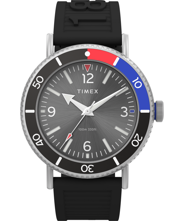 relógios | Timex homens relógio com pulseira de resina ecológica padrão mergulhador de 43 mm XFN60X99 tom prateado/preto/outro