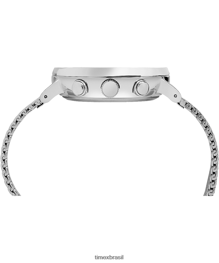 relógios | Timex homens relógio fairfield cronógrafo com pulseira de malha de 41 mm XFN60X104 tom prateado/branco