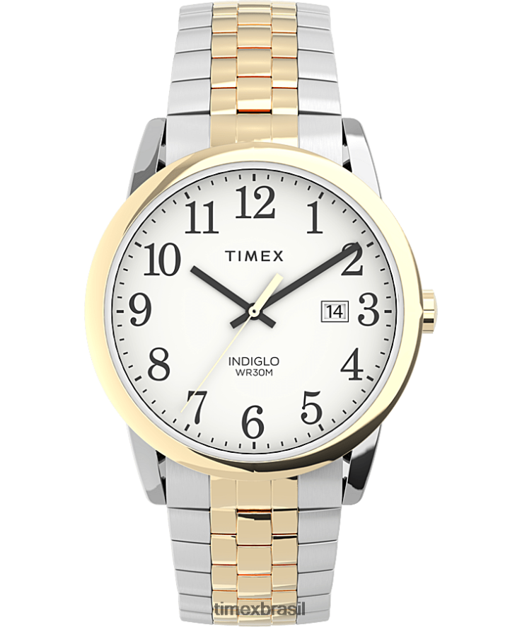 relógios | Timex homens relógio com banda de expansão de aço inoxidável de 38 mm de leitura fácil com ajuste perfeito XFN60X159 bicolor/branco