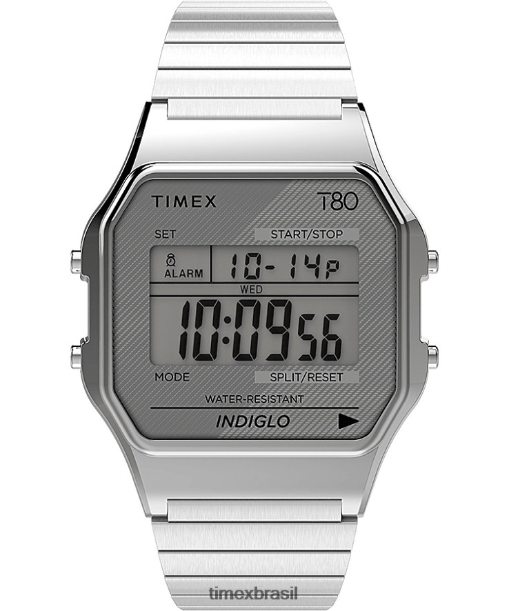 relógios | Timex homens relógio com banda de expansão de aço inoxidável t80 34 mm XFN60X166 tom prata