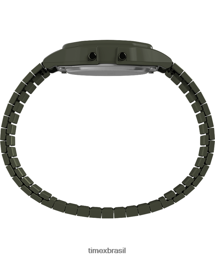 relógios | Timex homens relógio com banda de expansão de aço inoxidável t80 34 mm com ajuste perfeito XFN60X169 em aço inoxidável/verde