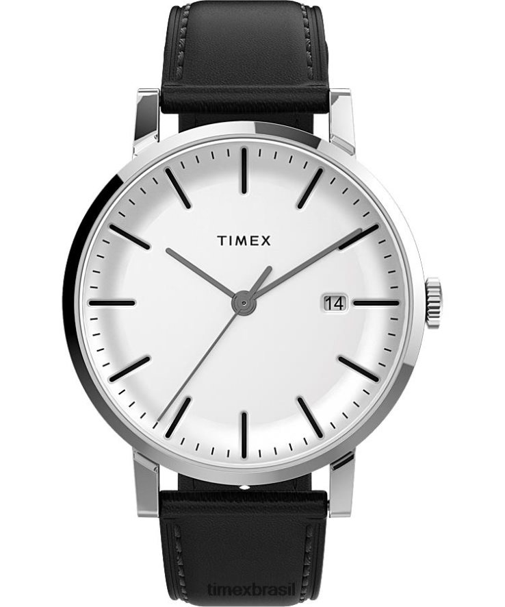 relógios | Timex homens relógio com pulseira de aço inoxidável de 38 mm no centro da cidade XFN60X140 aço inoxidável/preto/branco