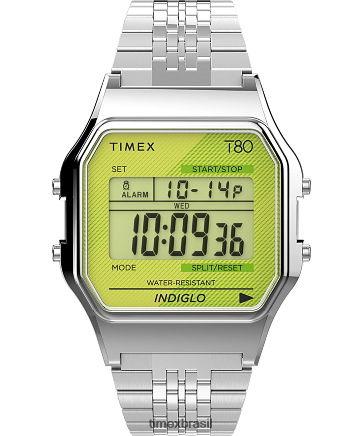 relógios | Timex homens relógio com pulseira de aço inoxidável t80 34 mm XFN60X156 verde/em aço inoxidável