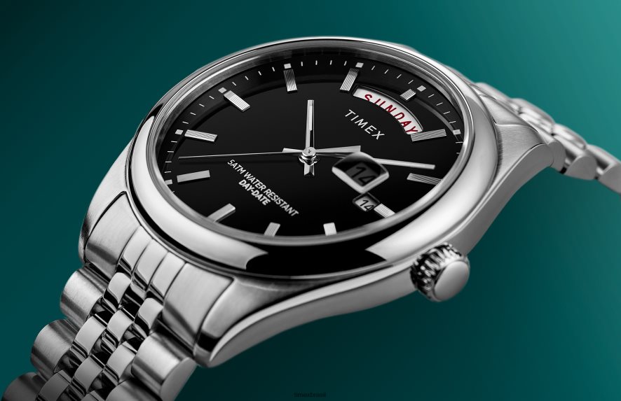 relógios | Timex homens relógio legado com pulseira de aço inoxidável de 41 mm com dia e data XFN60X164 aço inoxidável/preto