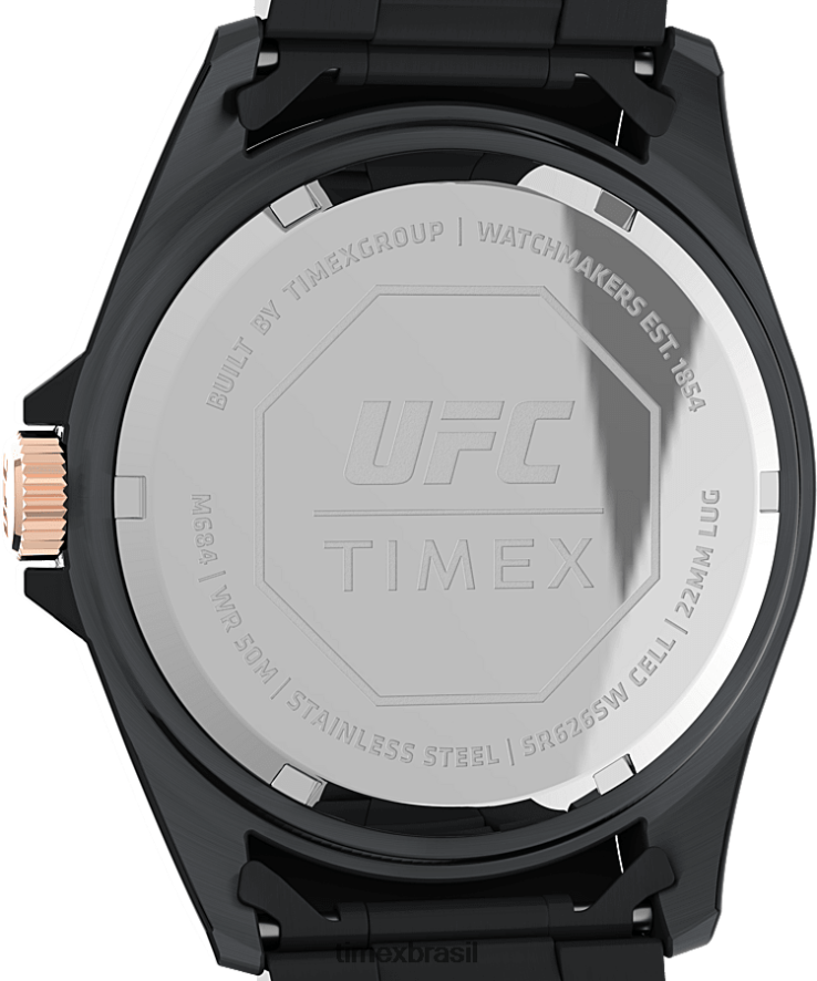 relógios | Timex homens ufc estreia relógio com pulseira de aço inoxidável de 42 mm XFN60X170 preto