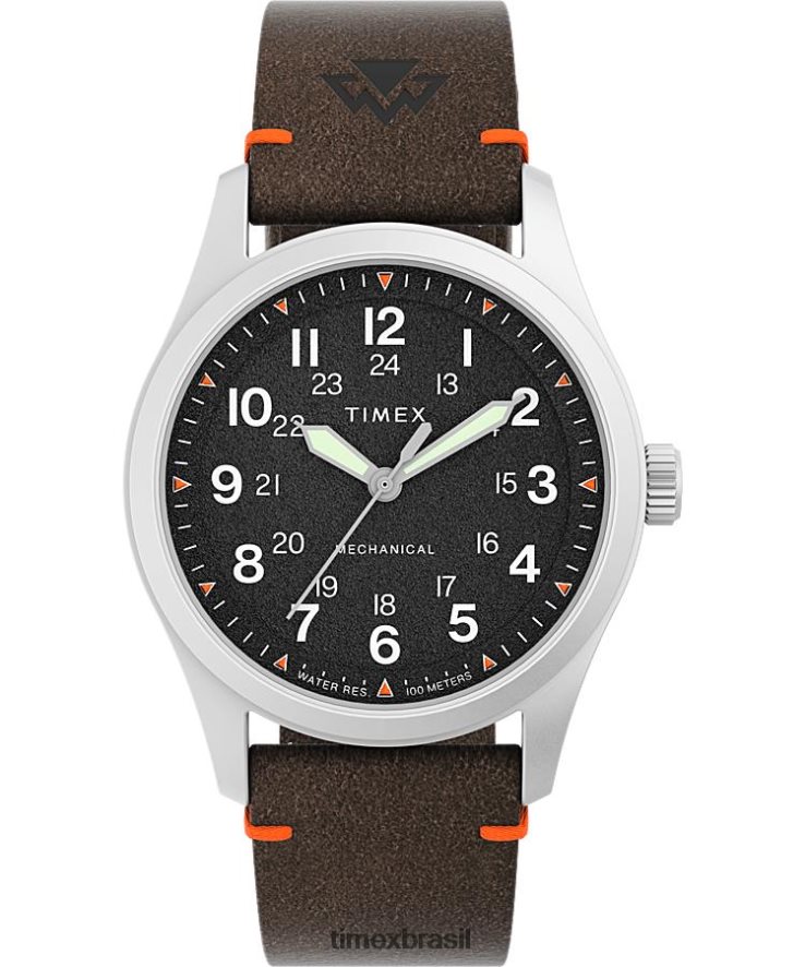 relógios | Timex homens Expedição North Field Relógio mecânico com pulseira de couro ecológico de 38 mm XFN60X207 aço inoxidável/marrom/preto