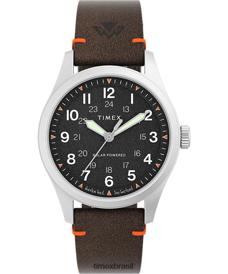 relógios | Timex homens Expedição North Field Solar Relógio com pulseira de couro ecológico de 36 mm XFN60X177 aço inoxidável/marrom/preto