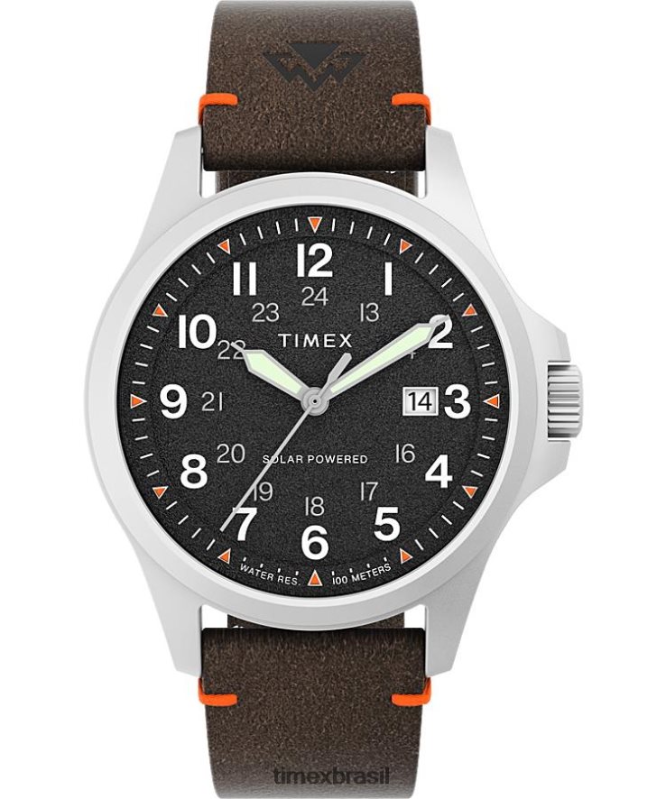 relógios | Timex homens Expedição North Field Solar Relógio com pulseira de couro ecológico de 41 mm XFN60X209 aço inoxidável/marrom/preto