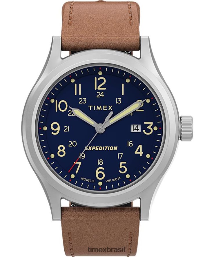 relógios | Timex homens Relógio Expedição North Sierra com pulseira de couro de 40 mm XFN60X213 aço inoxidável/azul