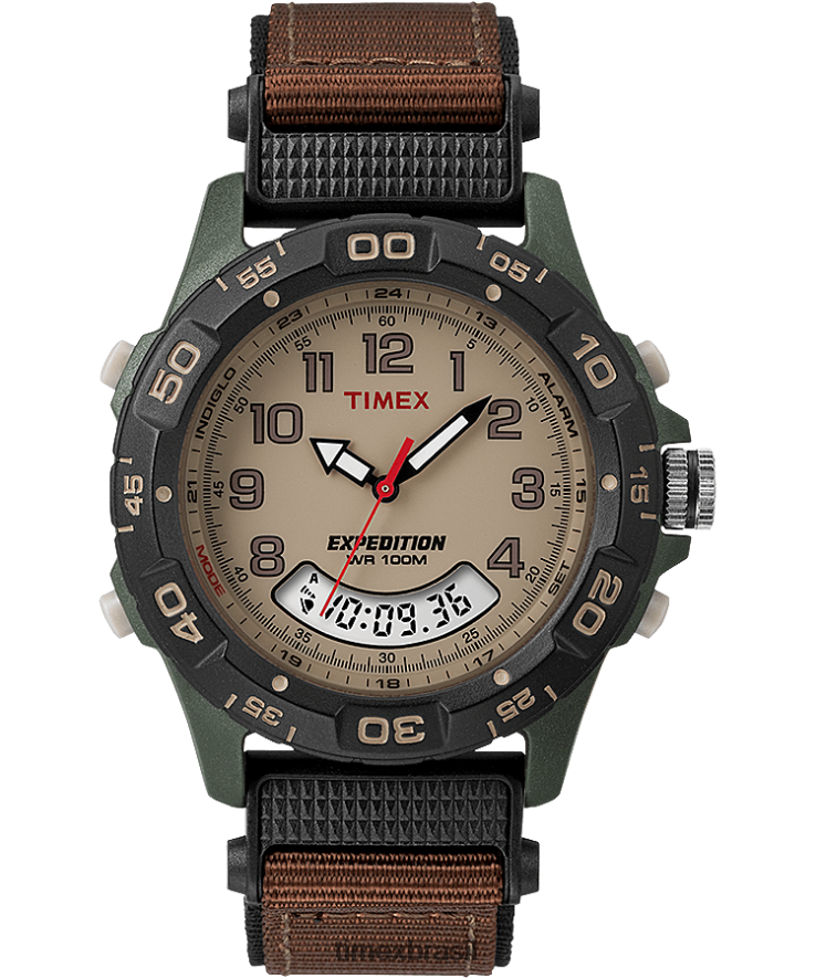 relógios | Timex homens Relógio Expedição com pulseira de tecido de 39 mm XFN60X211 verde/marrom/castanho/preto