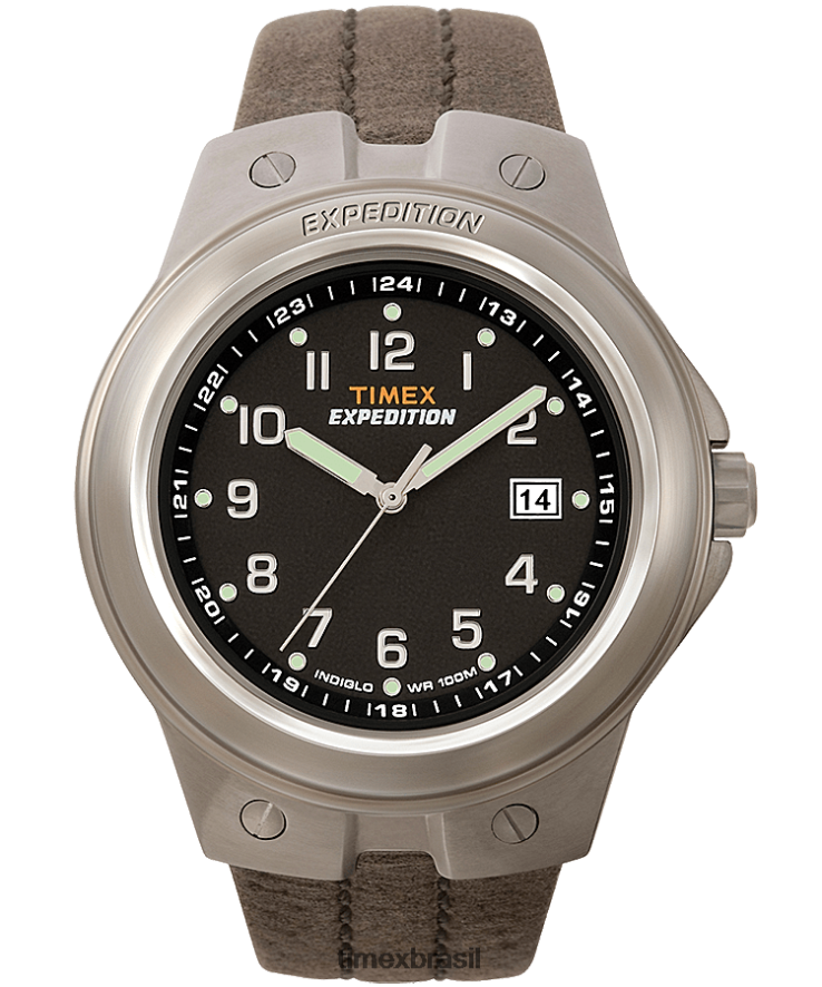 relógios | Timex homens Relógio Expedition Metal Tech com pulseira de couro de 40 mm XFN60X220 tom prateado/marrom/preto