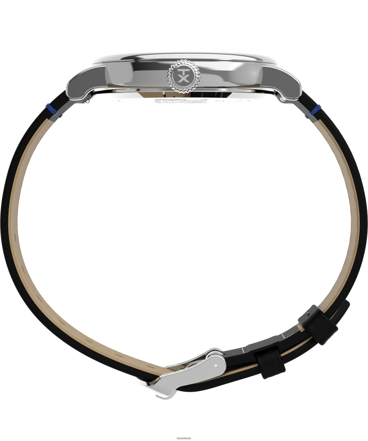 relógios | Timex homens Relógio Standard x Peanuts com pulseira de couro de 40 mm com formatura Snoopy XFN60X208 tom prateado/preto/azul