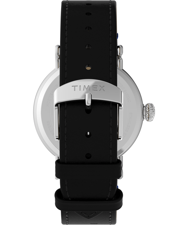 relógios | Timex homens Relógio Standard x Peanuts com pulseira de couro de 40 mm com formatura Snoopy XFN60X208 tom prateado/preto/azul