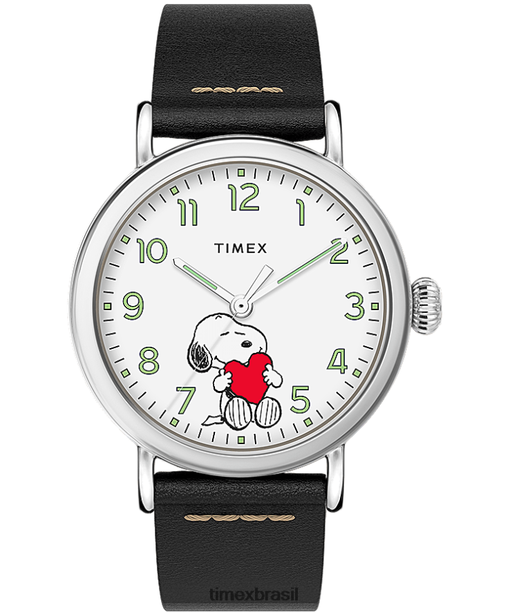 relógios | Timex homens Standard x Peanuts com Snoopy Dia dos Namorados XFN60X232 tom prateado/preto/branco