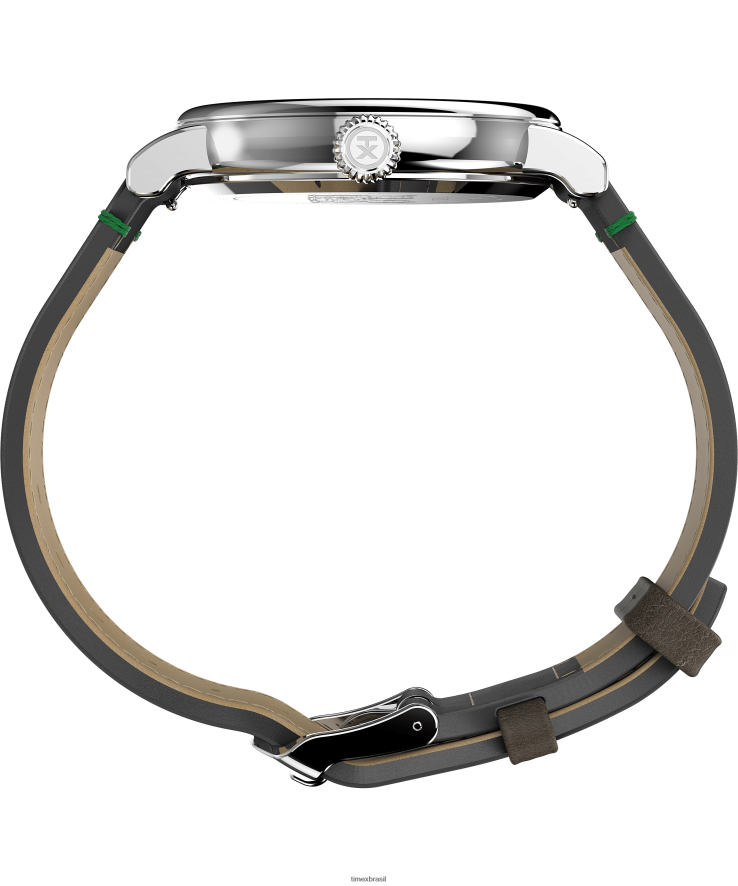 relógios | Timex homens Standard x Peanuts com relógio Snoopy Winter com pulseira de couro de 40 mm XFN60X197 tom prateado/marrom/azul