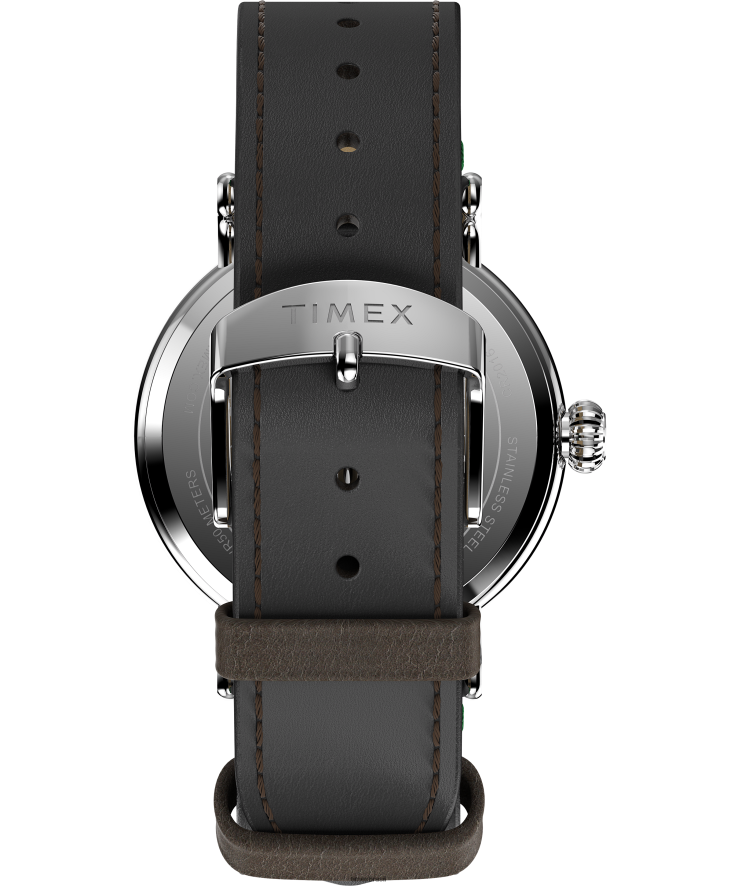 relógios | Timex homens Standard x Peanuts com relógio Snoopy Winter com pulseira de couro de 40 mm XFN60X197 tom prateado/marrom/azul