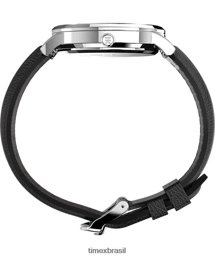 relógios | Timex homens Waterbury clássico dia/data relógio com pulseira de couro de 40 mm XFN60X229 aço inoxidável/preto/branco