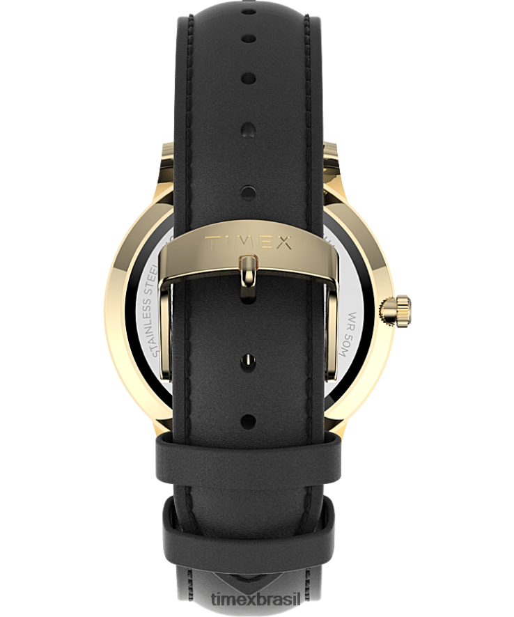relógios | Timex homens relógio clássico com pulseira de couro waterbury 40 mm XFN60X233 tom dourado/preto/branco