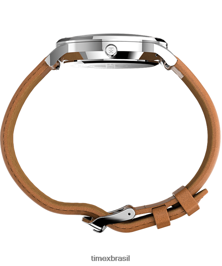 relógios | Timex homens relógio clássico com pulseira de couro waterbury 40 mm XFN60X237 aço inoxidável/bronzeado/azul