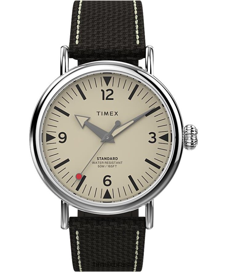 relógios | Timex homens relógio com pulseira de tecido padrão de 40 mm XFN60X191 tom prateado/marrom/creme