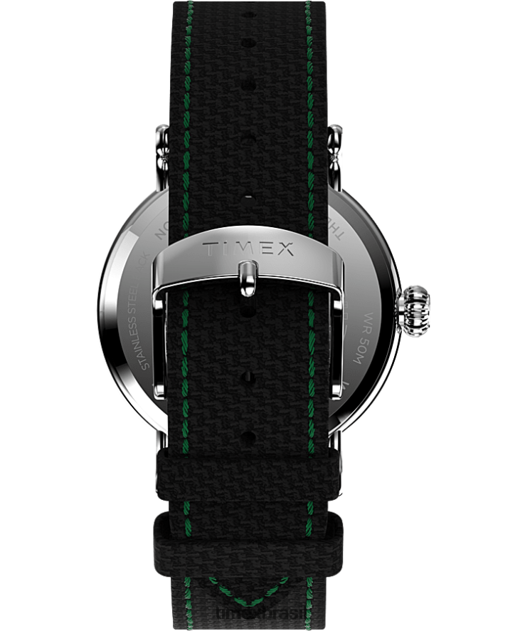 relógios | Timex homens relógio com pulseira de tecido padrão de 40 mm XFN60X200 tom prateado/preto/verde