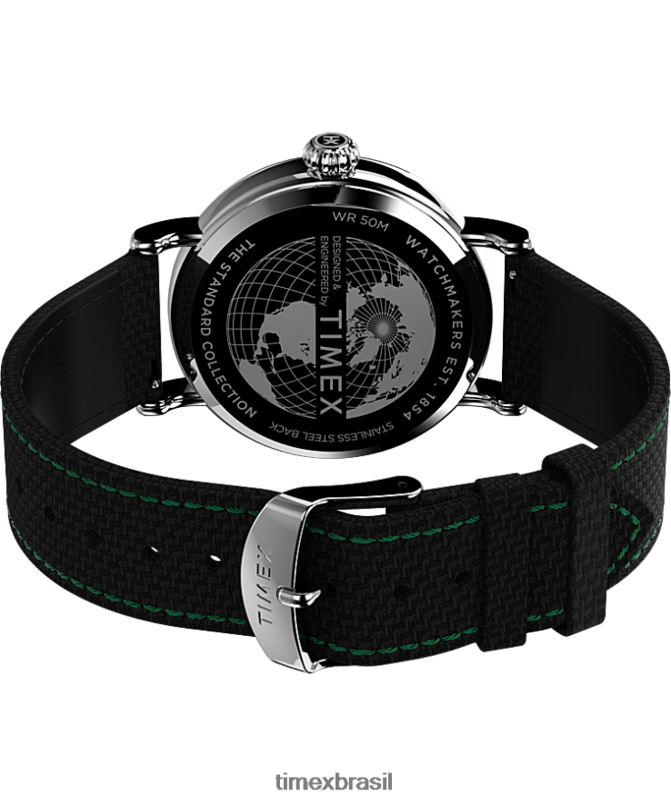 relógios | Timex homens relógio com pulseira de tecido padrão de 40 mm XFN60X200 tom prateado/preto/verde