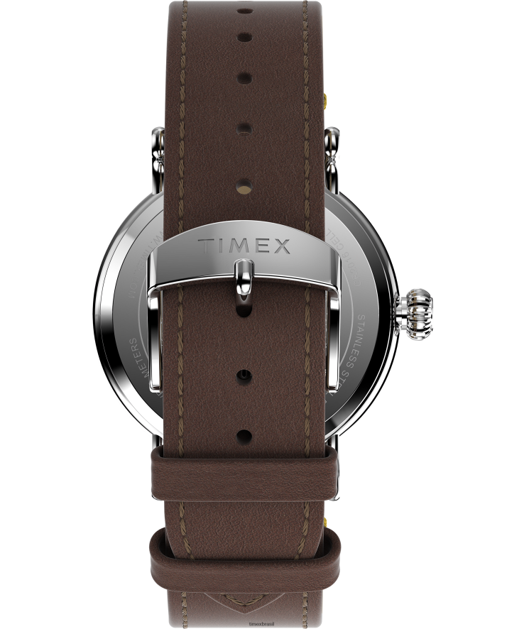 relógios | Timex homens relógio padrão x amendoim com pulseira de couro de 40 mm do Snoopy Thanksgiving XFN60X187 marrom