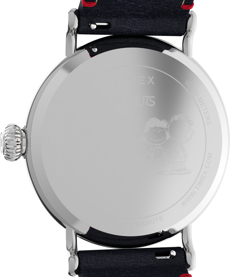 relógios | Timex homens relógio padrão x amendoim com pulseira de couro snoopy football de 40 mm XFN60X214 tom prateado/azul