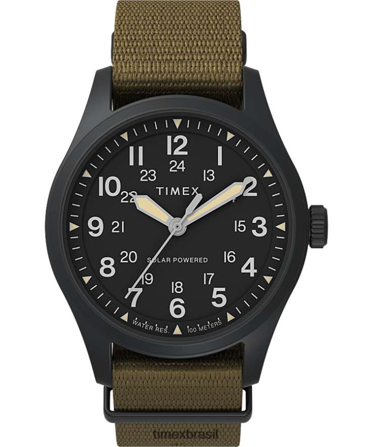 relógios | Timex homens Expedição North Field Post Solar Relógio com pulseira de tecido reciclado de 36 mm XFN60X23 ip-preto/tan/preto