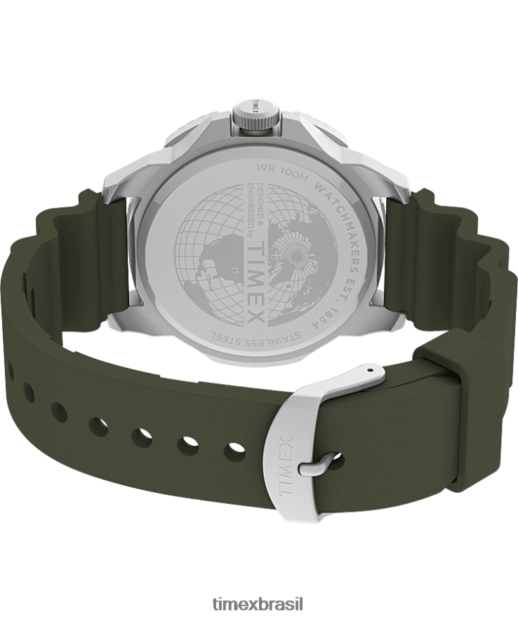 relógios | Timex homens Relógio Expedição North Ridge com pulseira de silicone de 41 mm XFN60X13 tom prateado/verde