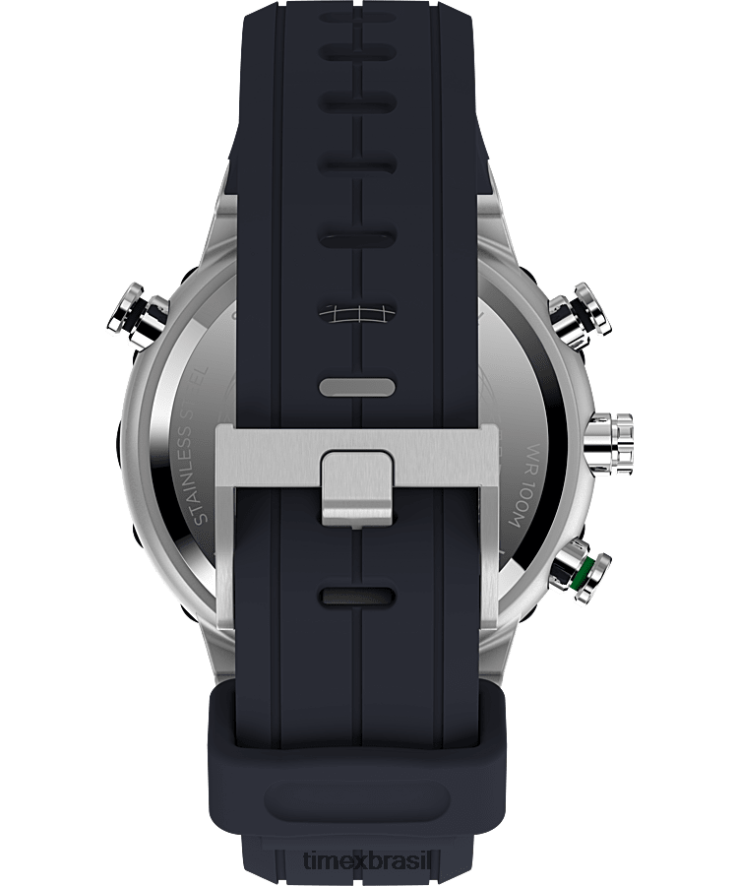 relógios | Timex homens Relógio Expedição North Tide-Temp-Compass com pulseira de silicone de 45 mm XFN60X36 aço inoxidável/azul