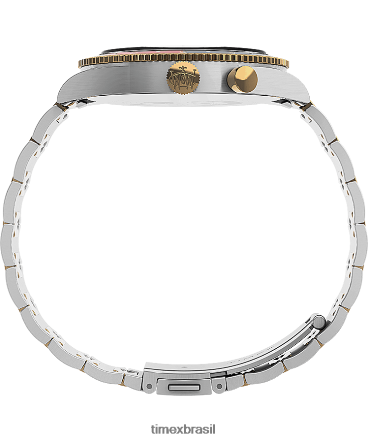 relógios | Timex homens Relógio com pulseira de aço inoxidável Waterbury tradicional GMT 39 mm XFN60X18 em aço inoxidável/em dois tons/azul