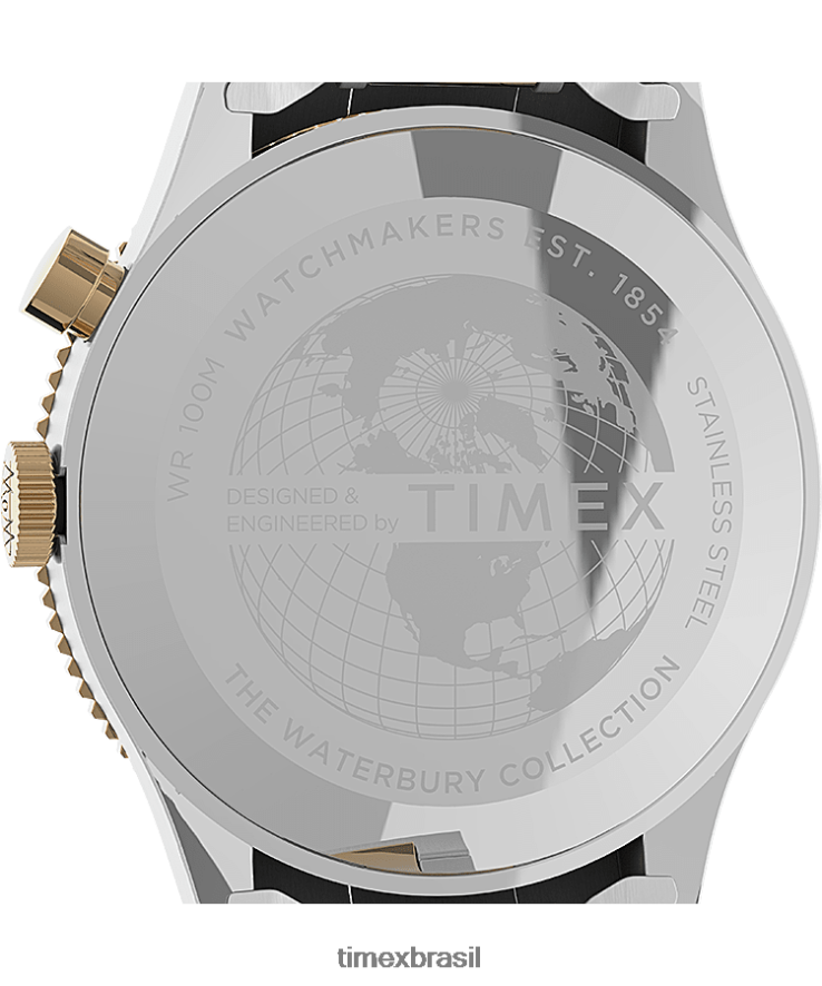 relógios | Timex homens Relógio com pulseira de aço inoxidável Waterbury tradicional GMT 39 mm XFN60X18 em aço inoxidável/em dois tons/azul