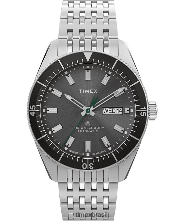 relógios | Timex homens Waterbury dive relógio automático com pulseira de aço inoxidável de 40 mm XFN60X32 aço inoxidável/preto