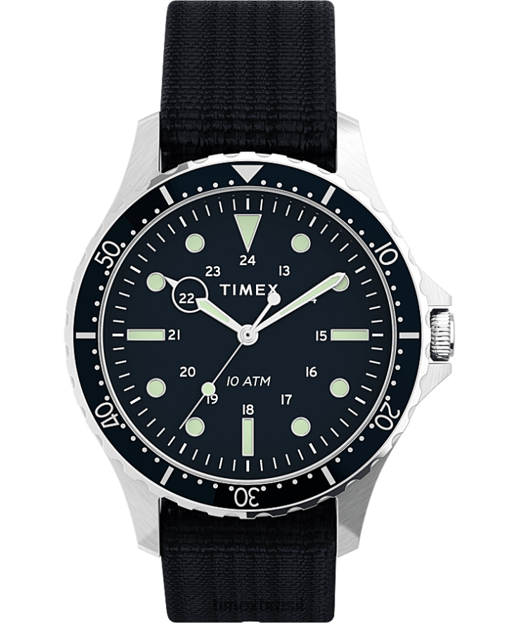 relógios | Timex homens relógio com pulseira deslizante de tecido navi xl 41 mm XFN60X12 aço inoxidável/azul marinho escuro