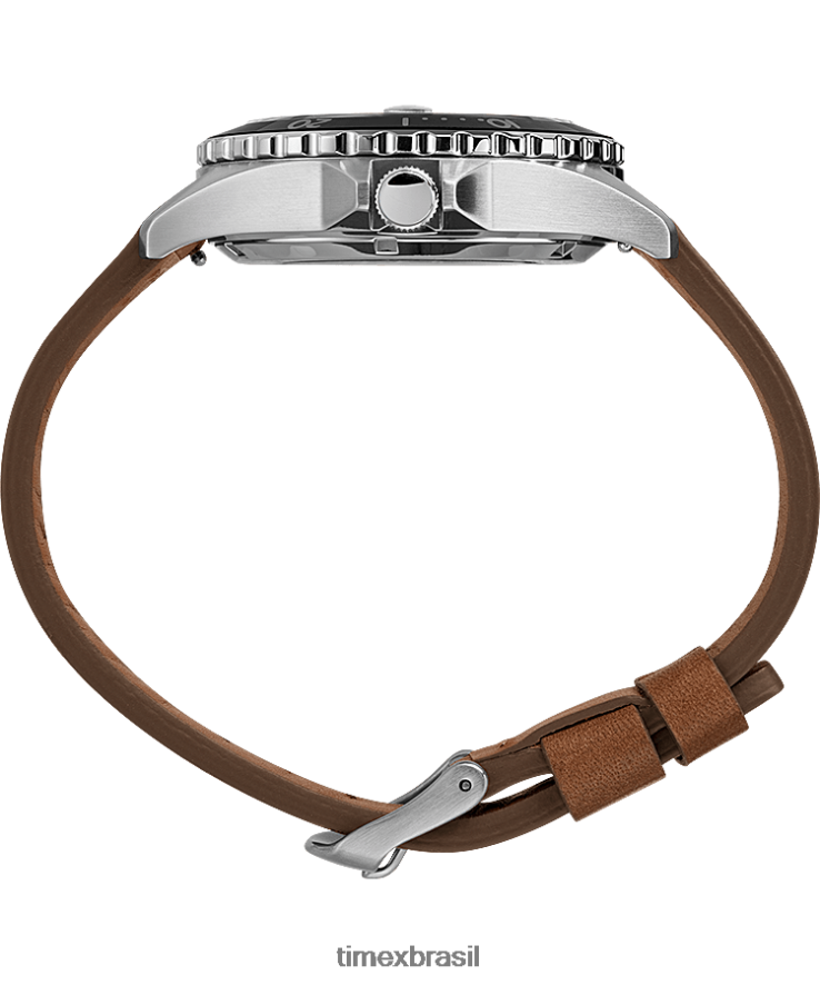 relógios | Timex homens relógio navi xl automático com pulseira de couro de 41 mm XFN60X10 aço inoxidável/marrom/verde