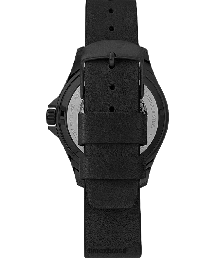 relógios | Timex homens relógio navi xl automático com pulseira de couro de 41 mm XFN60X35 aço inoxidável/preto