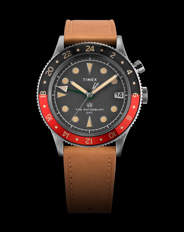 relógios | Timex homens relógio waterbury tradicional gmt com pulseira de couro de 39 mm XFN60X11 castanho/preto