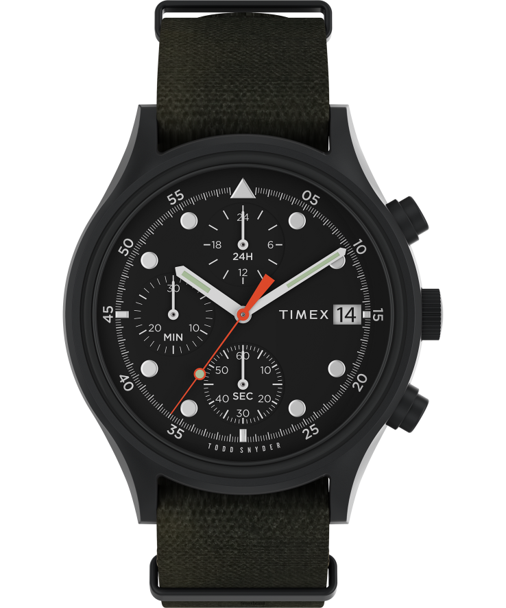 relógios | Timex x homens relógio todd snyder mk1 com pulseira de tecido de 42 mm XFN60X15 Preto Verde
