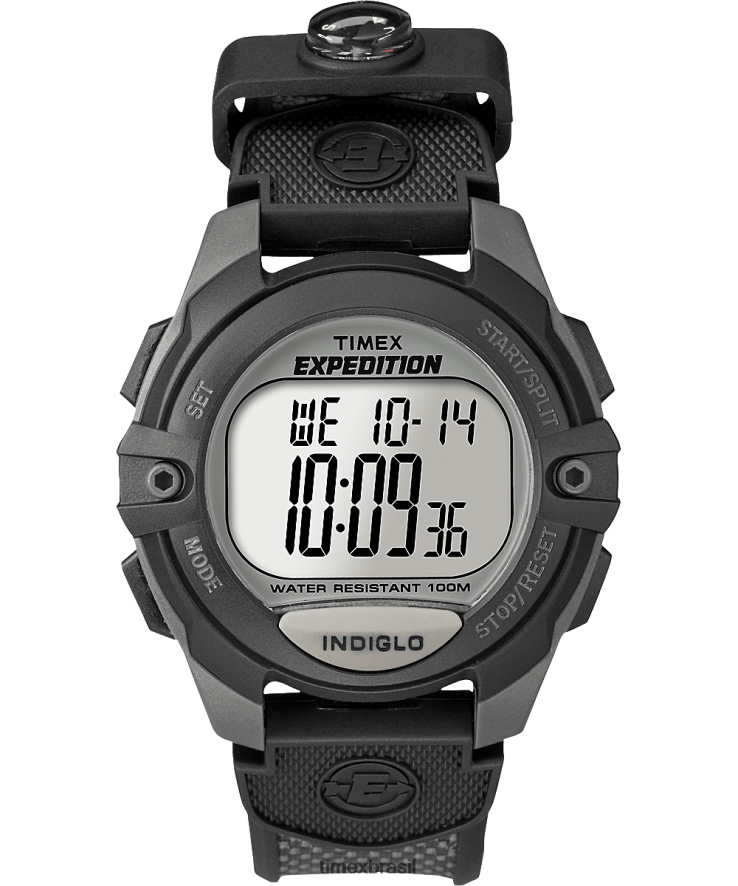 relógios | Timex homens Expedição Chrono Alarm Timer Relógio com pulseira de resina de 41 mm XFN60X248 cinza/preto