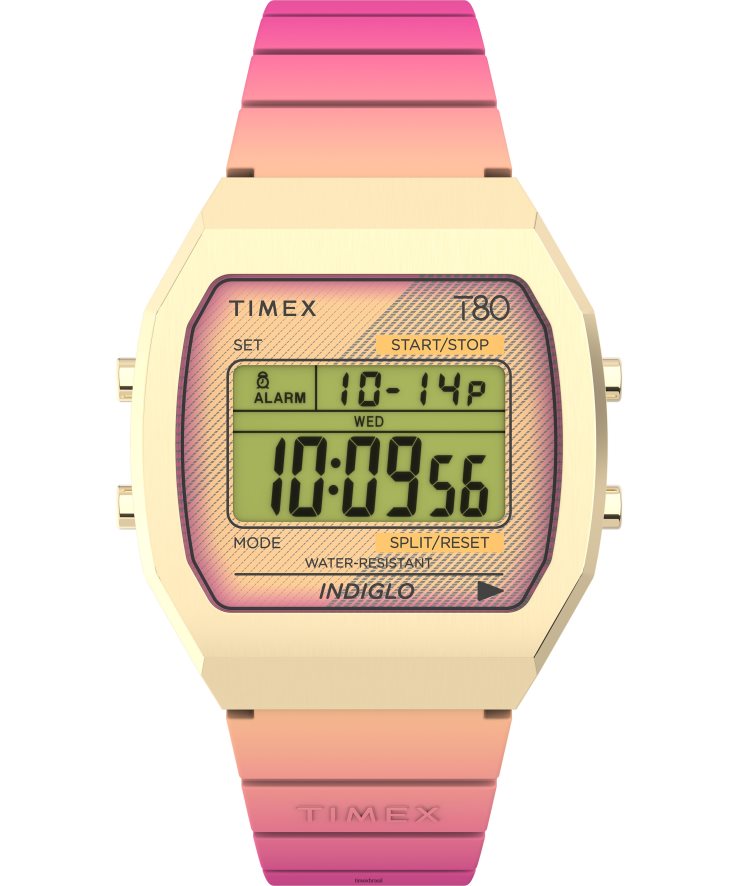 relógios | Timex homens relógio com pulseira de resina de aço t80 de 36 mm XFN60X254 dourado/rosa