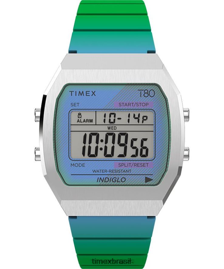 relógios | Timex homens relógio com pulseira de resina de aço t80 de 36 mm XFN60X255 aço inoxidável/azul
