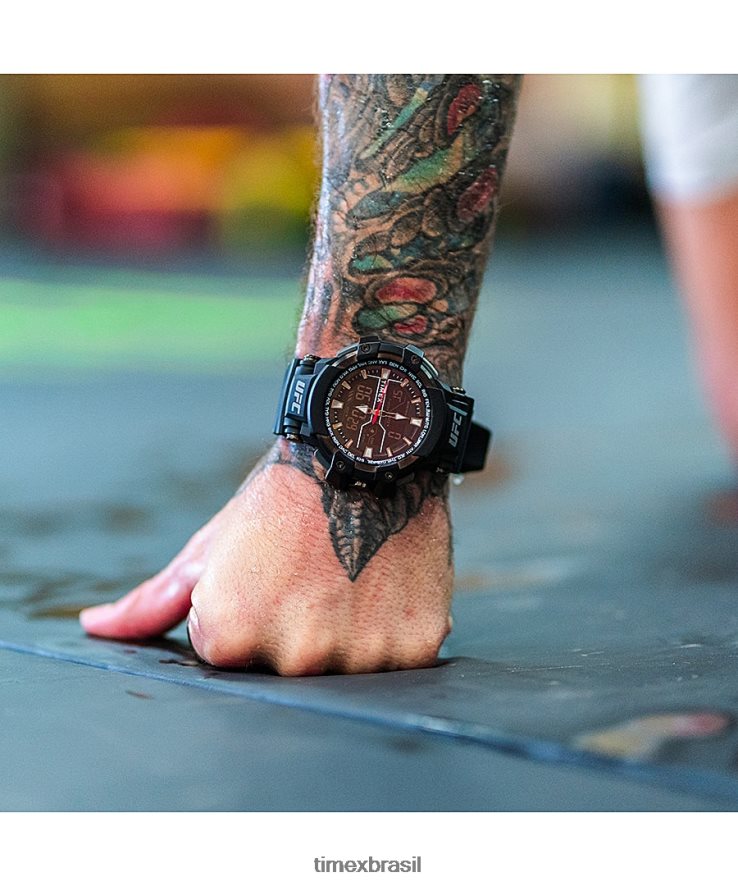 relógios | Timex homens relógio com pulseira de resina ufc combat 53mm XFN60X269 cinza/preto