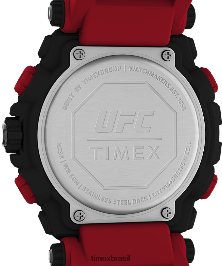 relógios | Timex homens relógio com pulseira de resina ufc impact 50mm XFN60X246 preto/vermelho