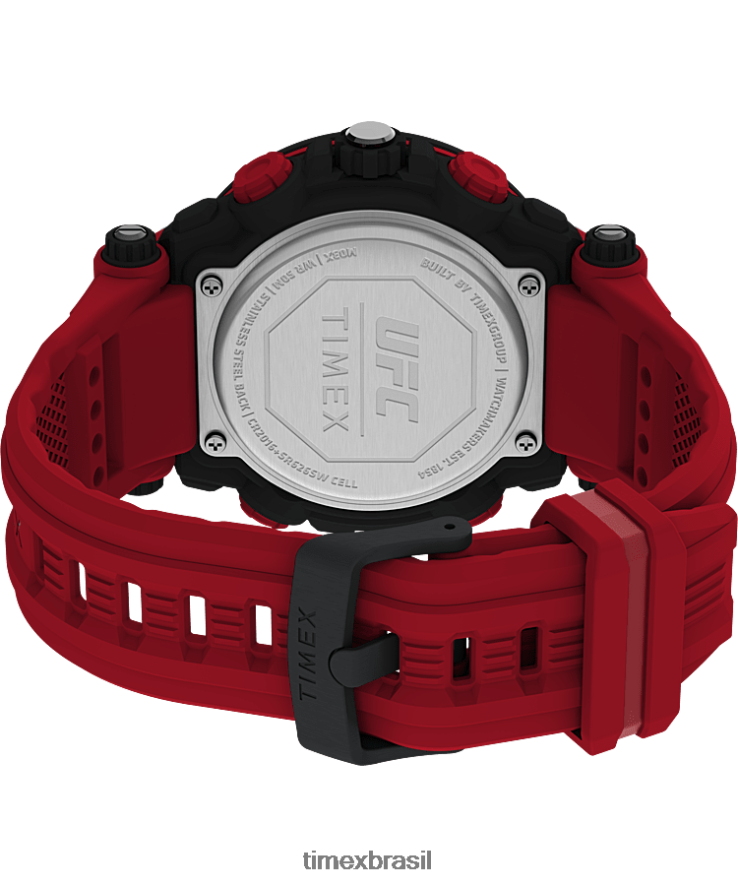 relógios | Timex homens relógio com pulseira de resina ufc impact 50mm XFN60X246 preto/vermelho