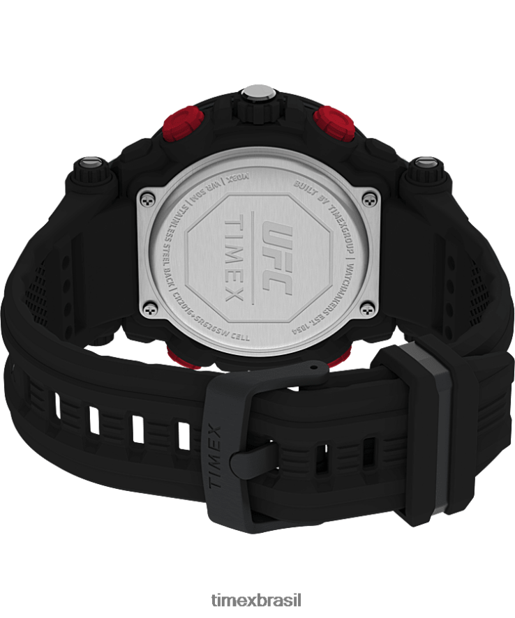 relógios | Timex homens relógio com pulseira de resina ufc impact 50mm XFN60X252 preto