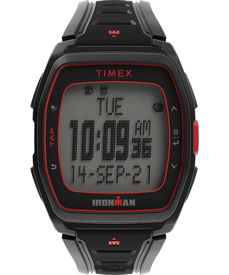 relógios | Timex homens relógio ironman t300 com pulseira de silicone XFN60X265 preto/vermelho