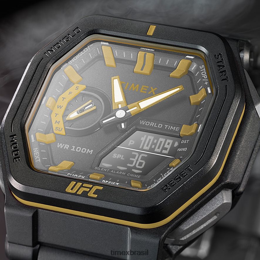 relógios | Timex homens relógio ufc colossus com pulseira de resina de 45 mm XFN60X250 Preto amarelo